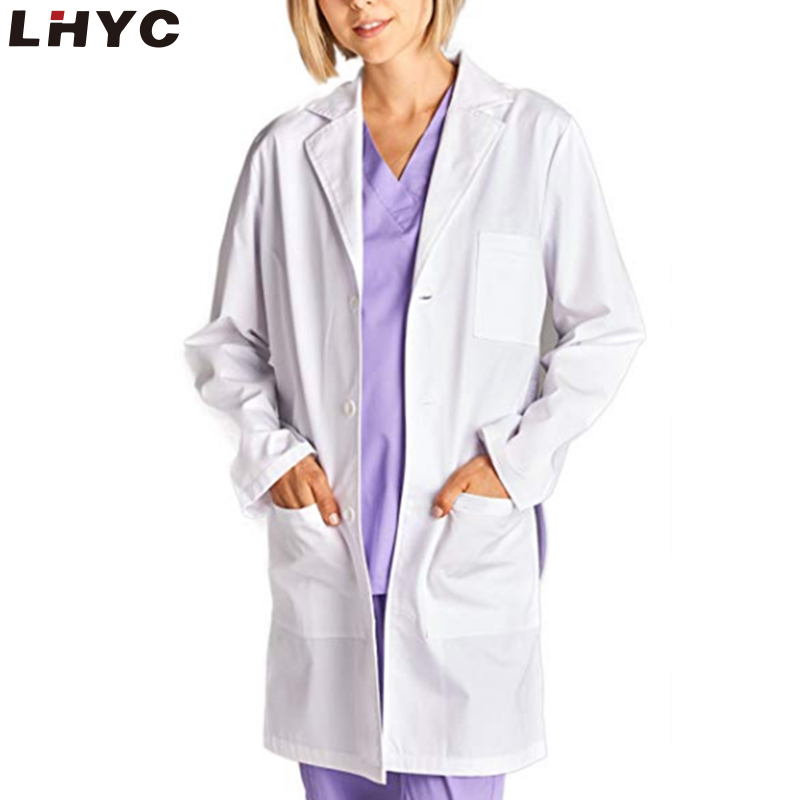 棉涤医院男女通用白色医生护士制服连衣裙工作服医用外科实验室外套 