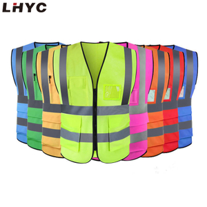  高能见度建筑反光交通道路工作夹克带口袋的安全背心