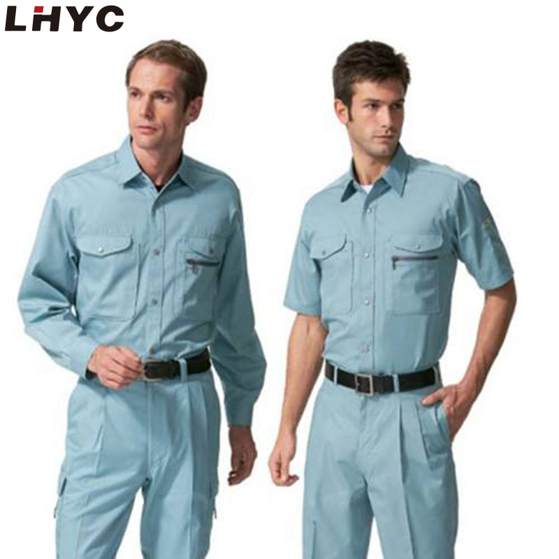 劳动焊工夏季工作服工作服短袖衬衫和裤子