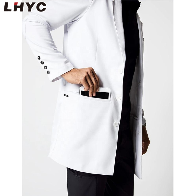 中国供应商耐用男士白色实验室外套医生护士套装医疗设计
