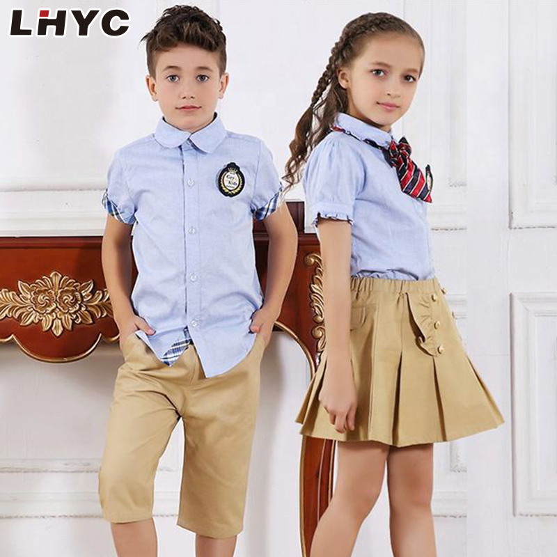 儿童蓝色学龄前婴儿校服儿童制服设计男孩女孩