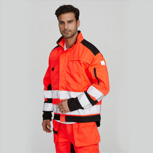 橙色长袖高可见安全反光工作服