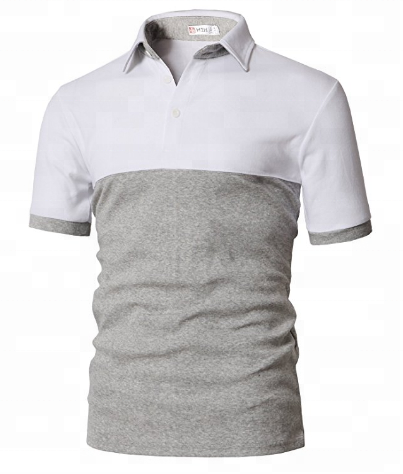定制 100% 棉男式马球衬衫撞色块短袖衬衫修身版马球 T 恤各种颜色