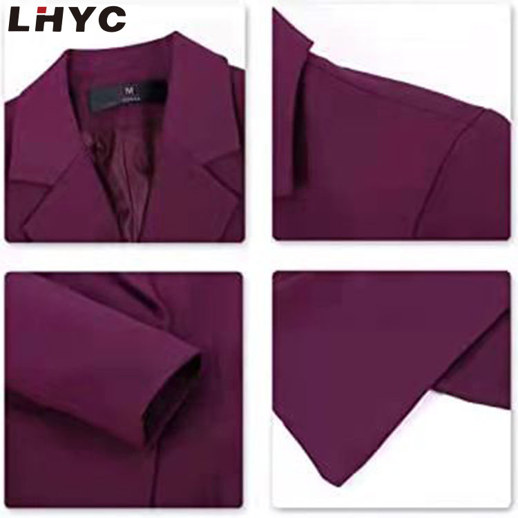 紫色双排扣 2 件长裤商务女裤套装