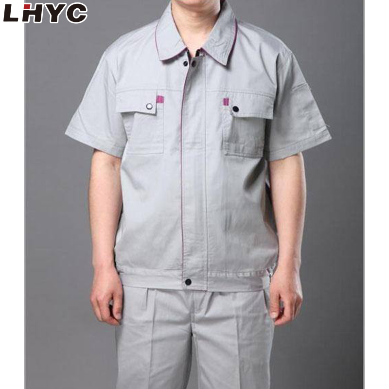 劳动焊工夏季工作服工作服短袖衬衫和裤子
