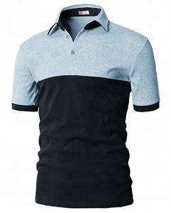 定制 100% 棉男式马球衬衫撞色块短袖衬衫修身版马球 T 恤各种颜色