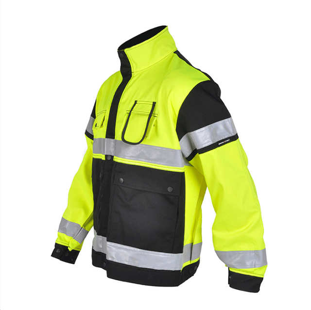 批发荧光绿外套高能见度安全交通制服防水工作服