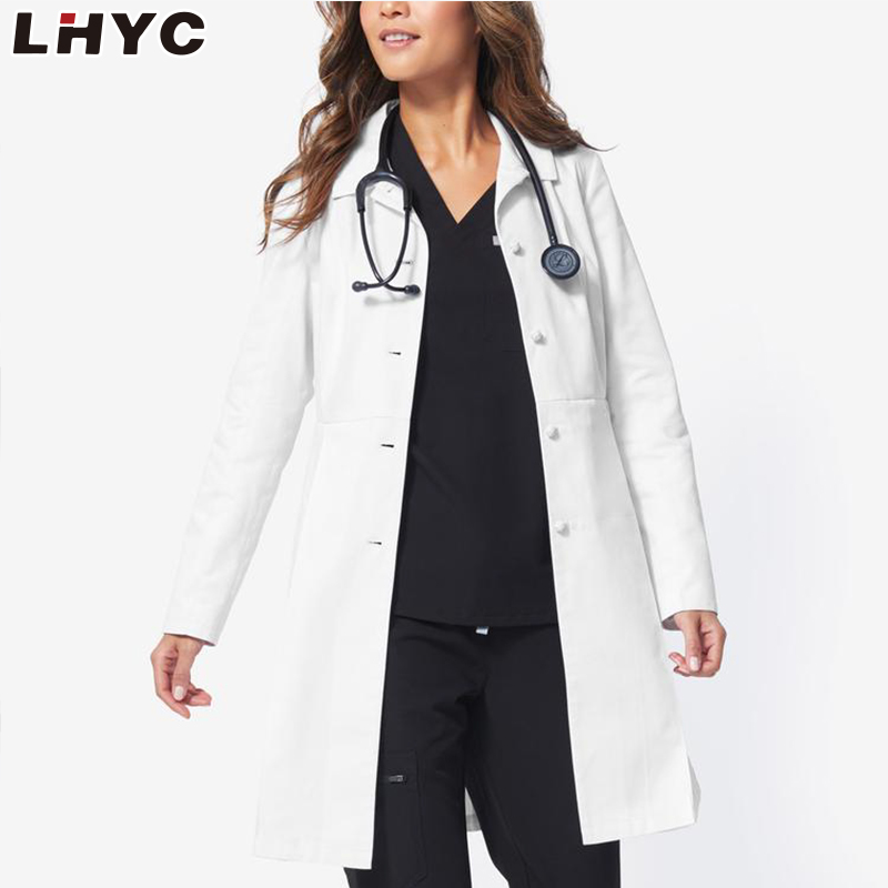 时尚女式医学实验室外套制服个性化医生实验室外套修身版型